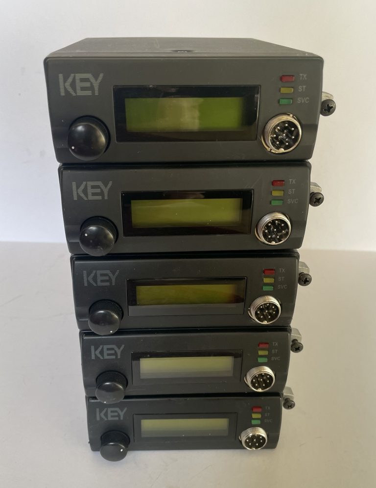 A stack of Key KM4000 Radios ready for sale at the 2025 McMichael Radio Rally.